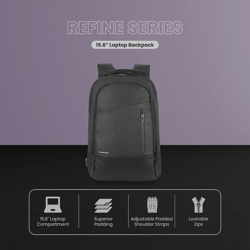 Volkano Refine 15.6" Laptop Backpack - Black/Charcoal - Image 6