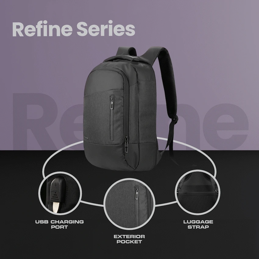 Volkano Refine 15.6" Laptop Backpack - Black/Charcoal - Image 7