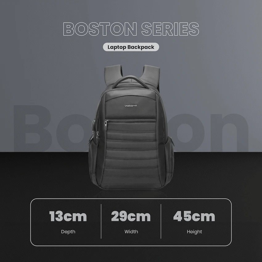 Volkano Boston 15.6" Laptop Backpack - Black - Image 5