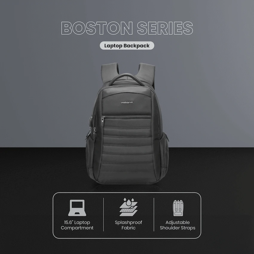 Volkano Boston 15.6" Laptop Backpack - Black - Image 7