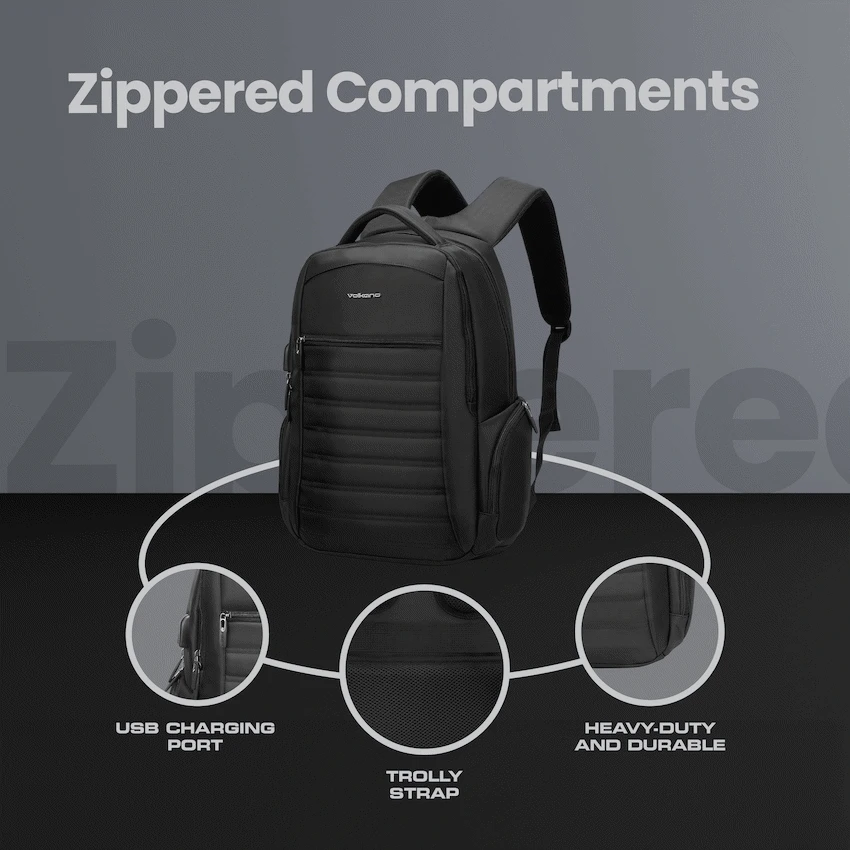 Volkano Boston 15.6" Laptop Backpack - Black - Image 8