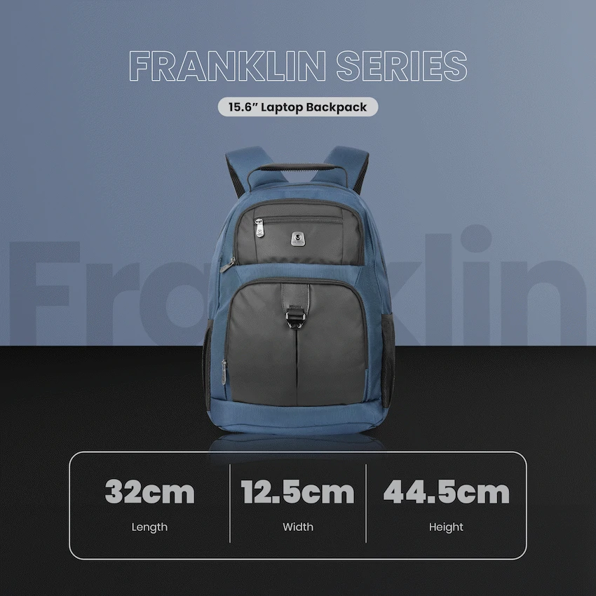 Volkano Franklin 15.6" Laptop Backpack - Navy/Black - Image 4