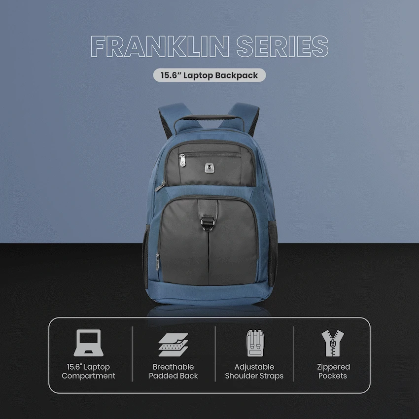 Volkano Franklin 15.6" Laptop Backpack - Navy/Black - Image 6