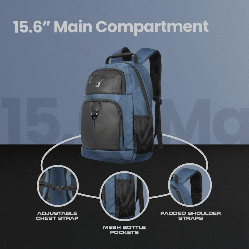 Volkano Franklin 15.6" Laptop Backpack - Navy/Black - Image 7
