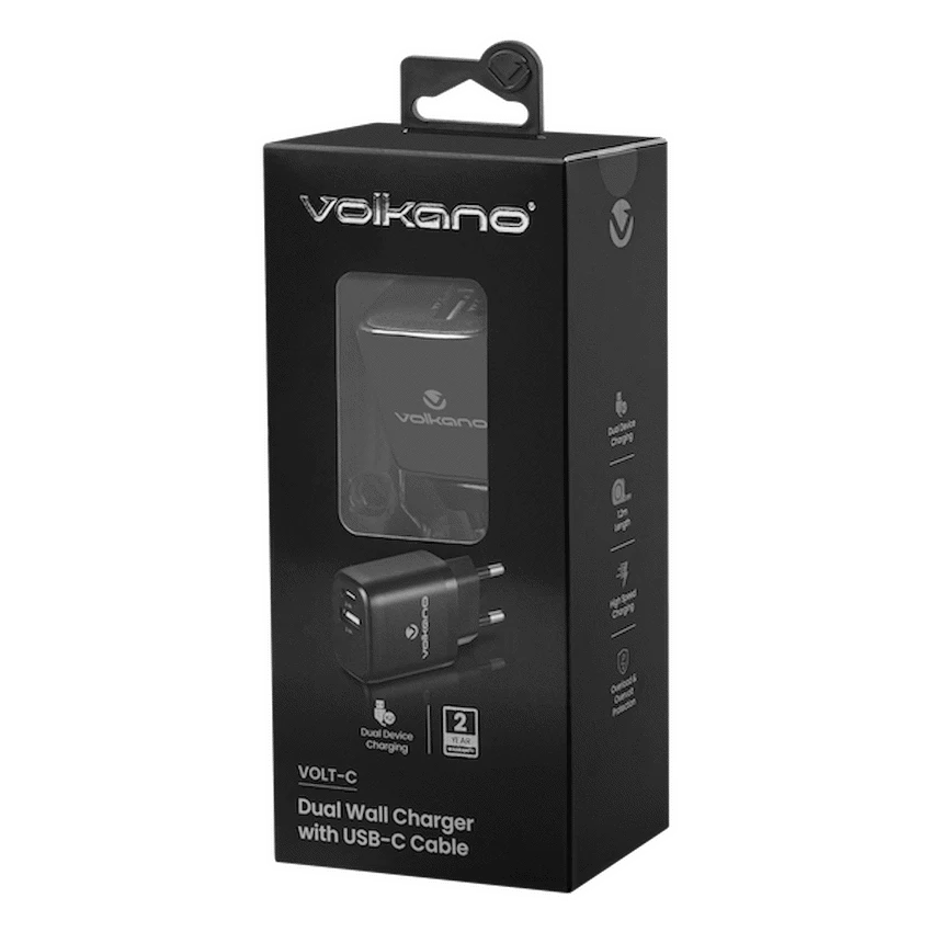 Volkano Volt-C Series Dual USB and USB-C Wall Charger with USB to USB-C Cable Included - Image 5