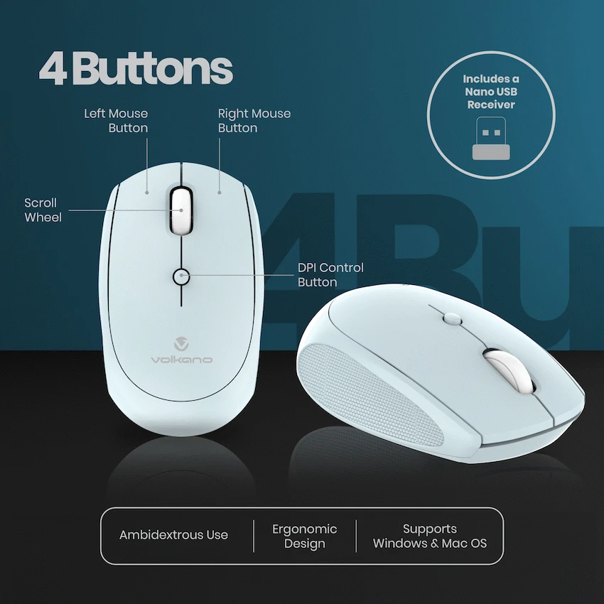 Volkano Talc Wireless Mouse - Blue - Image 3