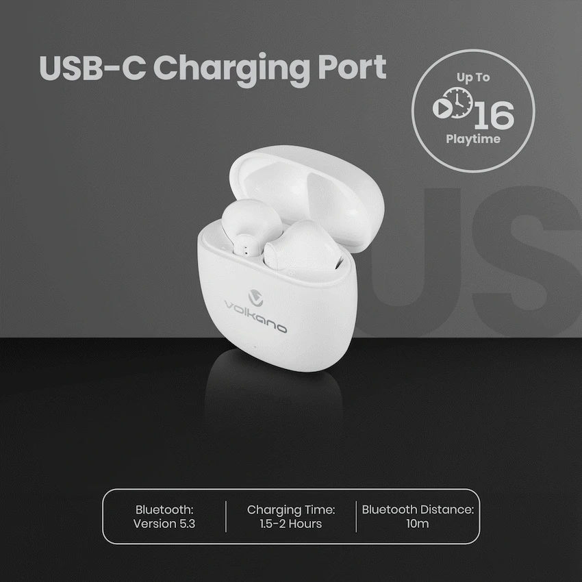 Volkano Sleek Series TWS Earphones - White - Image 9