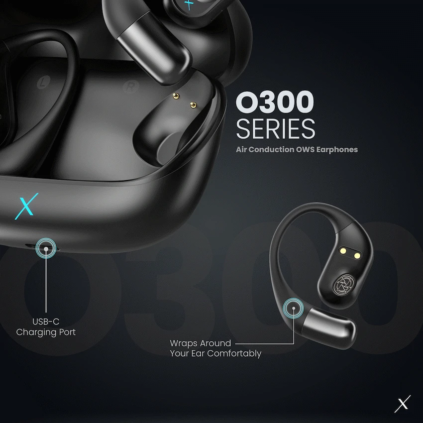 VolkanoX O300 Air Conduction OWS Earphones - Black - Image 8