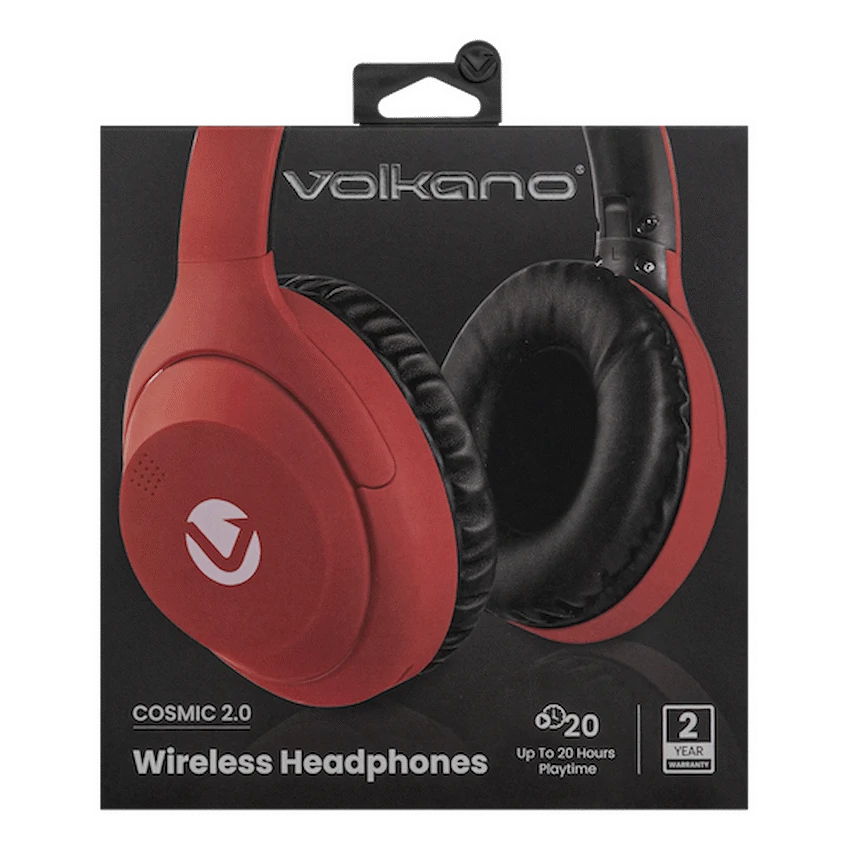 Volkano Cosmic 2 Series Bluetooth Headphones - Red - Image 7