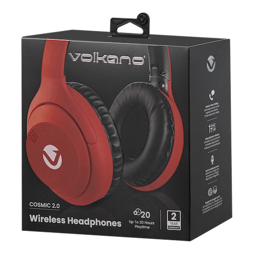 Volkano Cosmic 2 Series Bluetooth Headphones - Red - Image 9