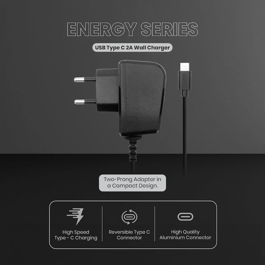 Volkano Energy Series USB Type-C 2a Wall Charger - Image 10