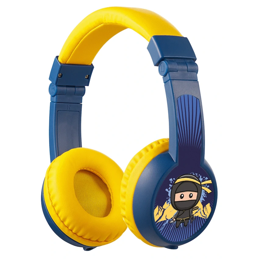 Volkano Sidekick Series Wired Kiddies Headphones with Share Port - Yellow/Blue